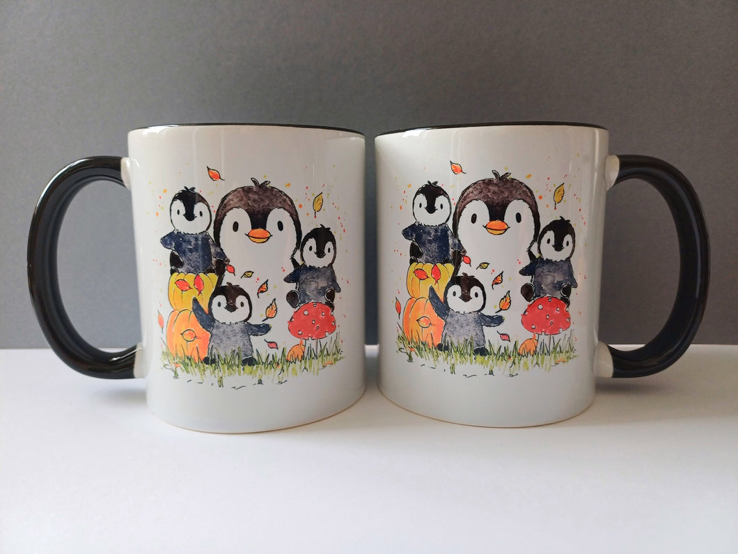 Autumn penguins mug