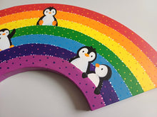 Load image into Gallery viewer, Rainbow and penguins painting, original
