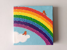 Load image into Gallery viewer, Robins and rainbow, mini painting, original
