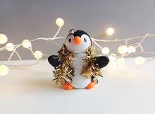 Load image into Gallery viewer, Tinsel and stars penguin
