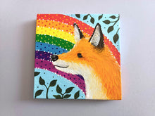 Load image into Gallery viewer, Fox and rainbow, mini painting, original
