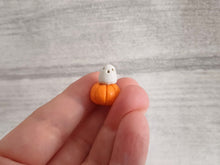 Load image into Gallery viewer, Miniature ghost and pumpkin
