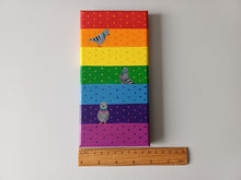 Load image into Gallery viewer, Pigeons and rainbow, small painting, original

