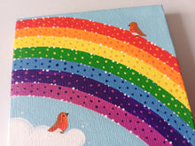 Load image into Gallery viewer, Robins and rainbow, mini painting, original
