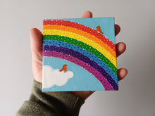 Load image into Gallery viewer, Robins and rainbow, mini painting, original

