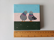 Load image into Gallery viewer, Pigeons, mini painting, original
