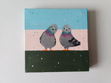 Load image into Gallery viewer, Pigeons, mini painting, original
