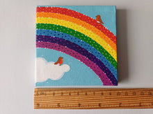 Load image into Gallery viewer, Robins and rainbow, mini painting, original
