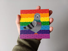 Load image into Gallery viewer, Pigeon and rainbow, mini painting, original
