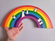 Load image into Gallery viewer, Rainbow and penguins painting, original
