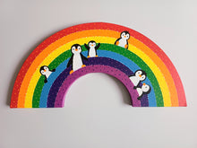 Load image into Gallery viewer, Rainbow and penguins painting, original
