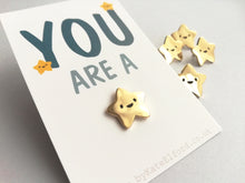 Load image into Gallery viewer, You are a star enamel pin, cute tiny gold star
