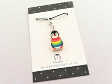 Load image into Gallery viewer, Rainbow penguin stitch marker
