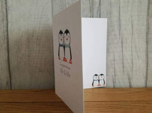 Load image into Gallery viewer, Penguin wedding card, Mr and Mr card, gay wedding card, happy couple, groom and groom penguins
