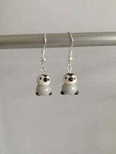 Load image into Gallery viewer, Original pottery handmade penguin earrings

