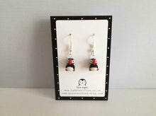 Load image into Gallery viewer, Puffin earrings, miniature puffins, tiny puffins, mini ceramic puffin gift, cute puffin beads
