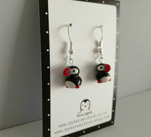Load image into Gallery viewer, Sterling silver puffin earrings
