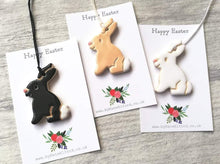 Load image into Gallery viewer, Happy Easter gift, Easter tree pottery bunny, Easter rabbit ornametns
