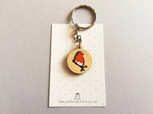 Load image into Gallery viewer, Wooden robin key fob
