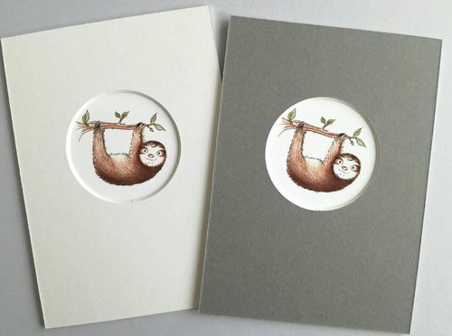 Cute sloth prints, with a choice of grey or white mounts