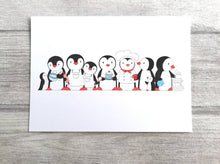 Load image into Gallery viewer, Penguins in the kitchen print
