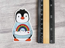 Load image into Gallery viewer, Penguin sticker and ruler to show the size
