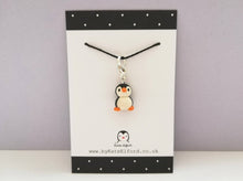Load image into Gallery viewer, Ceramic penguin stitch marker, mini penguin charm, cute pottery penguin gift
