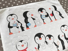 Load image into Gallery viewer, Penguin and cup cake, washing up and baking penguin tea towel
