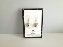 Load image into Gallery viewer, Penguin earrings, ceramic, miniature penguins, cute penguins, mini, tiny, sterling silver earrings
