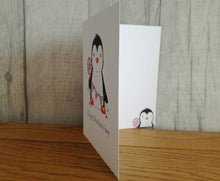 Load image into Gallery viewer, Mother&#39;s day card, cute penguin, Mum bunting, blank inside
