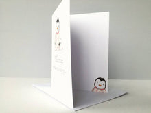 Load image into Gallery viewer, New boy baby card, penguin new baby card, small greetings card, welcome to the world
