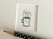 Load image into Gallery viewer, Mini art print, tiny coffee cup print
