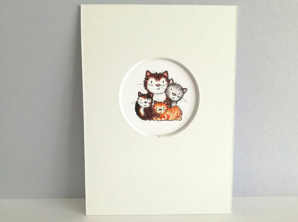 Cats and kitten cute print, great gift for a cat lover
