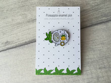 Load image into Gallery viewer, White pineapple caravan enamel pin, pineapple badge, cute pins, soft enamel brooch pins, yellow enamel badges
