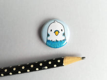 Load image into Gallery viewer, Little blue budgie pin badge
