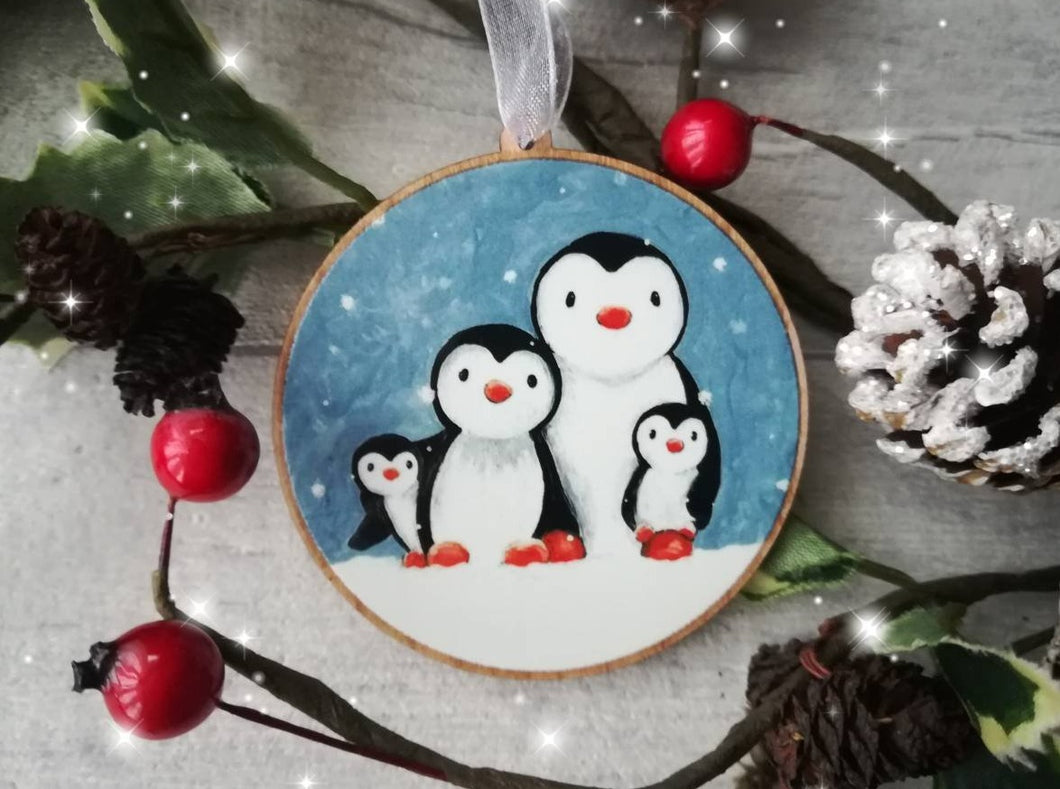 Christmas penguin family decoration