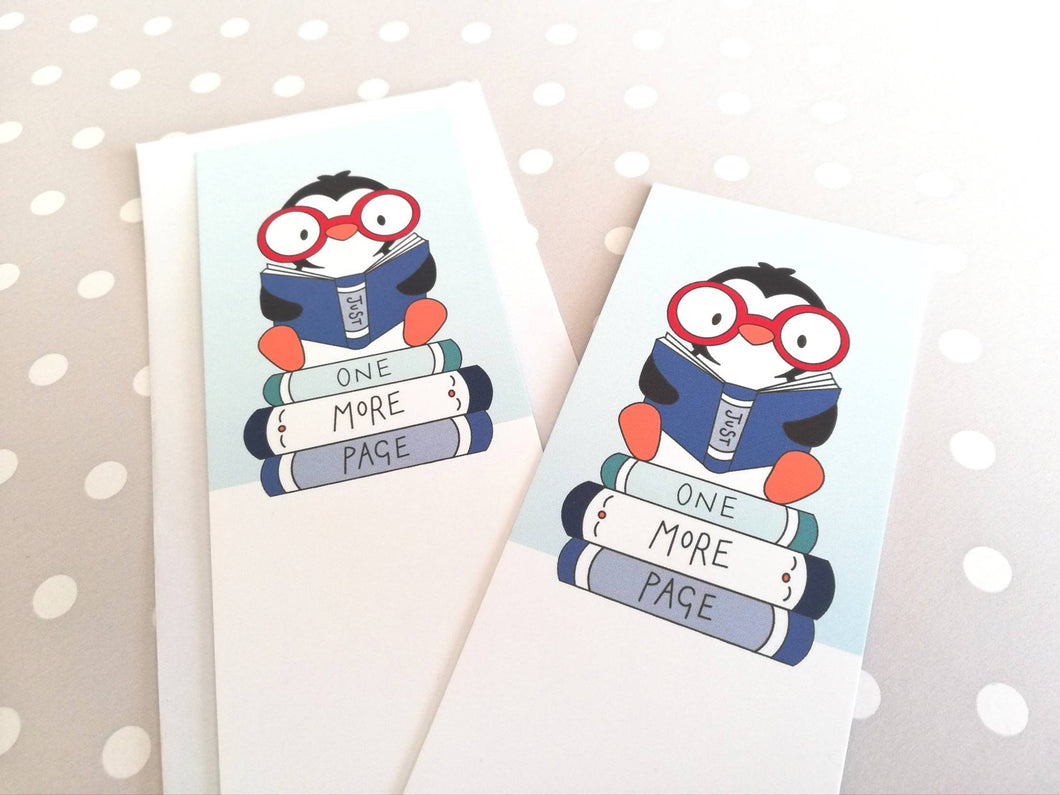 Penguins bookmark, one more page, page marker, bookmark gift, book lover, book worm