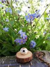 Load image into Gallery viewer, Miniature hedgehog ornament. Pottery hedgehog on wood base
