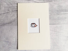 Load image into Gallery viewer, Teacup and cookie picture, miniature cup of tea and biscuit print
