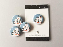 Load image into Gallery viewer, Penguins in the snow, mini button badge
