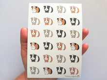 Load image into Gallery viewer, Guinea pig vinyl sticker sheet, mini pigs stickers, ginger, black, grey, tri colour, planner stickers, bullet journal stickers, decorative
