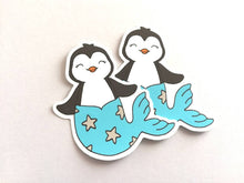 Load image into Gallery viewer, Penguin mermaid vinyl sticker, mermaid penguin sticker
