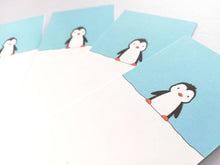 Load image into Gallery viewer, Penguin bookmark, cute page marker, bookmark gift, little penguin, blue and white bookmark
