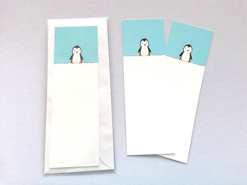 Penguin bookmark, cute page marker, bookmark gift, little penguin, blue and white bookmark