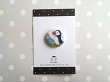 Load image into Gallery viewer, Puffin illustrated button badge
