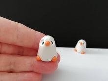Load image into Gallery viewer, Ghost penguin. Little Halloween penguin, miniature pottery penguin, ceramic quirky penguin gift
