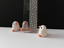 Load image into Gallery viewer, Ghost penguin. Little Halloween penguin, miniature pottery penguin, ceramic quirky penguin gift
