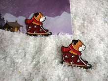 Load image into Gallery viewer, Guinea pig enamel pin, cute enamel badge, Christmas sledging guinea pig enamel brooch pins, cavy badges
