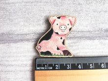 Load image into Gallery viewer, Pig magnet, little wooden pig fridge magnet.
