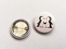 Load image into Gallery viewer, Front and back of penguin button badge
